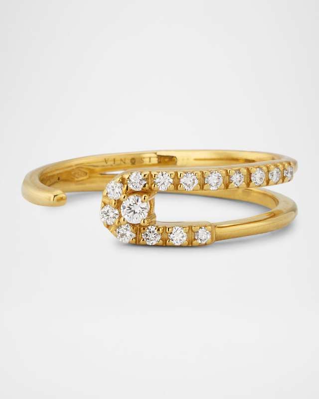 18K Yellow Gold Anima Ring with Diamonds, Size 7